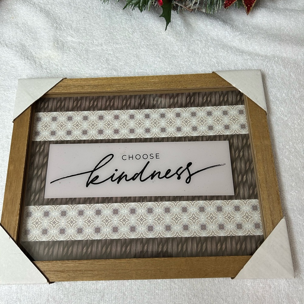 Choose Kindness Glass Framed Wall Art - Brown
